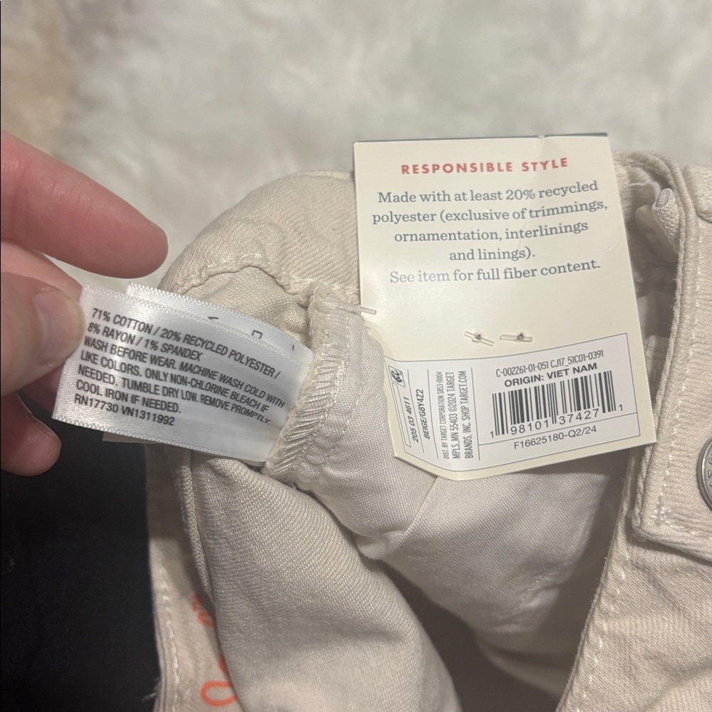 NWT Cat & Jack Beige Wide Leg Mid Rise Adjustable Waist Denim Pants Kids 7 - Picture 9 of 9